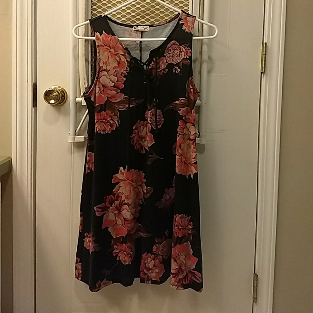 Black/Floral tank top dress